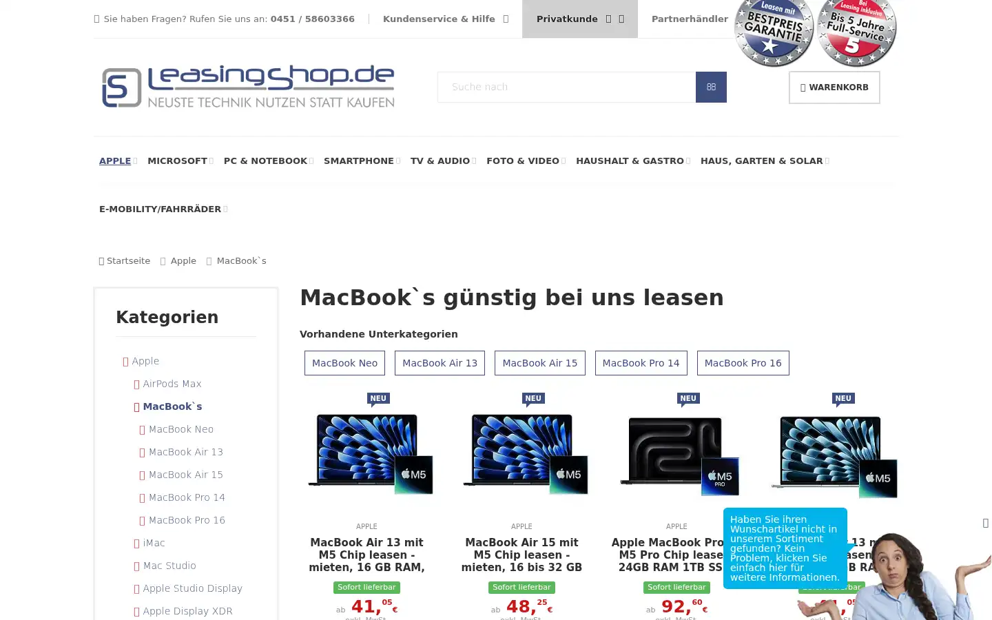 Screenshot of leasingshop.de