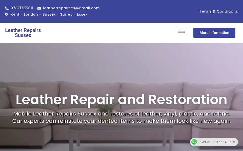 Screenshot of leatherrepairssussex.co.uk