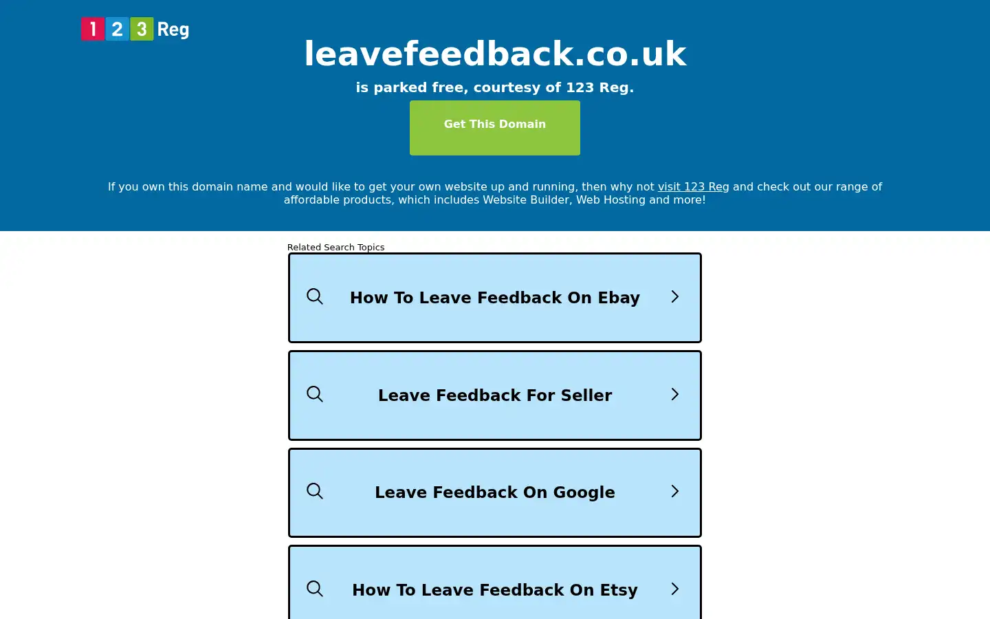 Screenshot of leavefeedback.co.uk