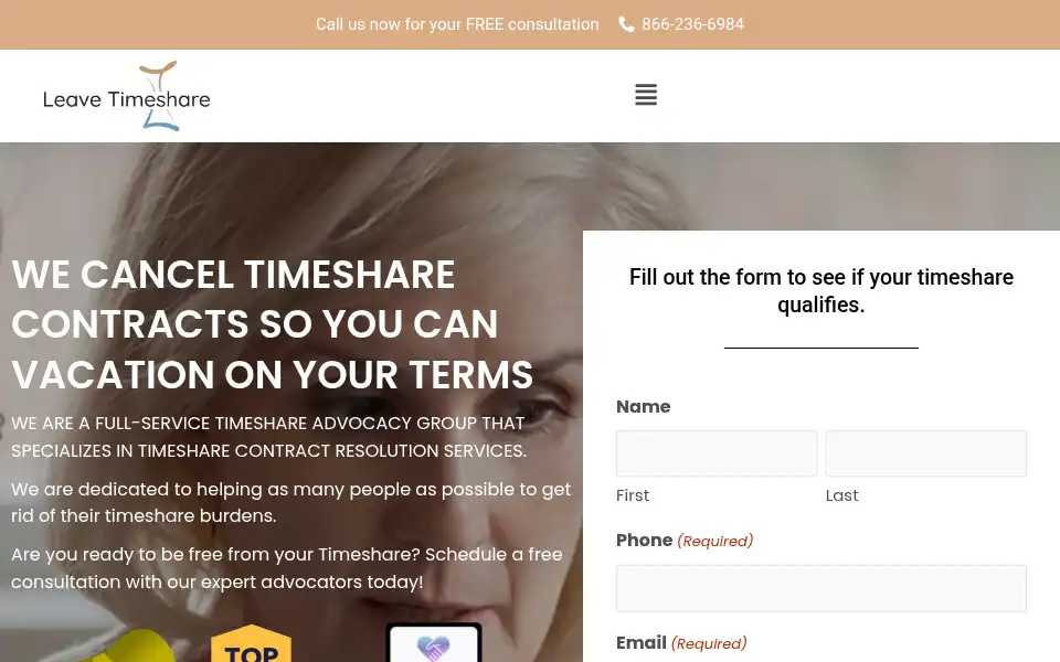 Screenshot of leavetimeshare.com