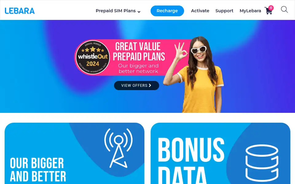 Screenshot of lebara.com.au