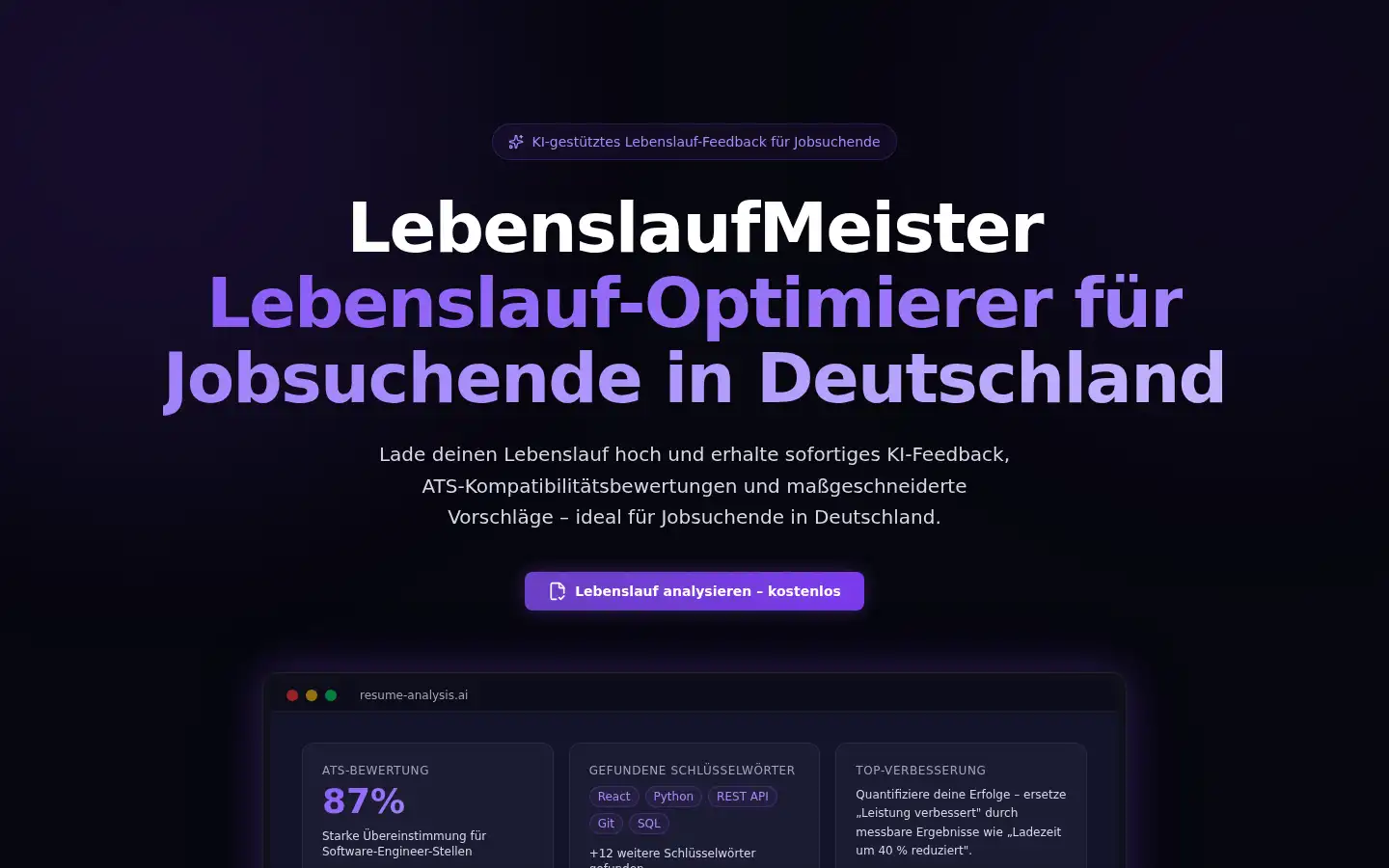 Screenshot of lebenslaufmeister.de