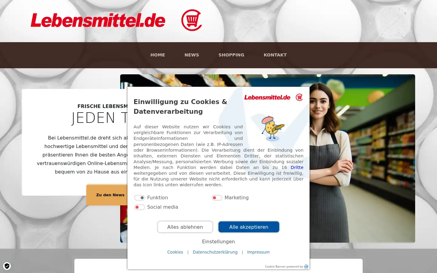 Screenshot of lebensmittel.de