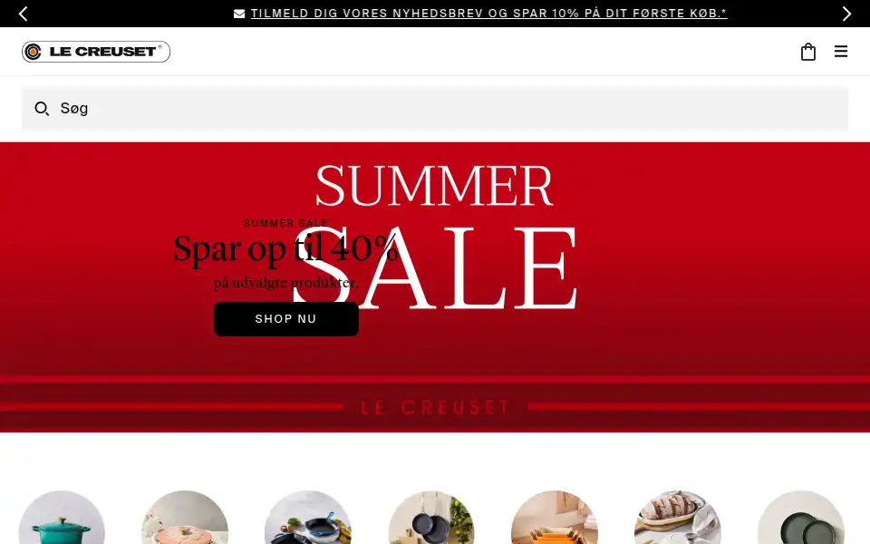 Screenshot of lecreuset.dk