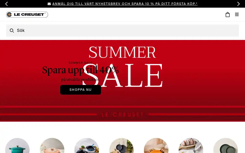 Screenshot of lecreuset.se
