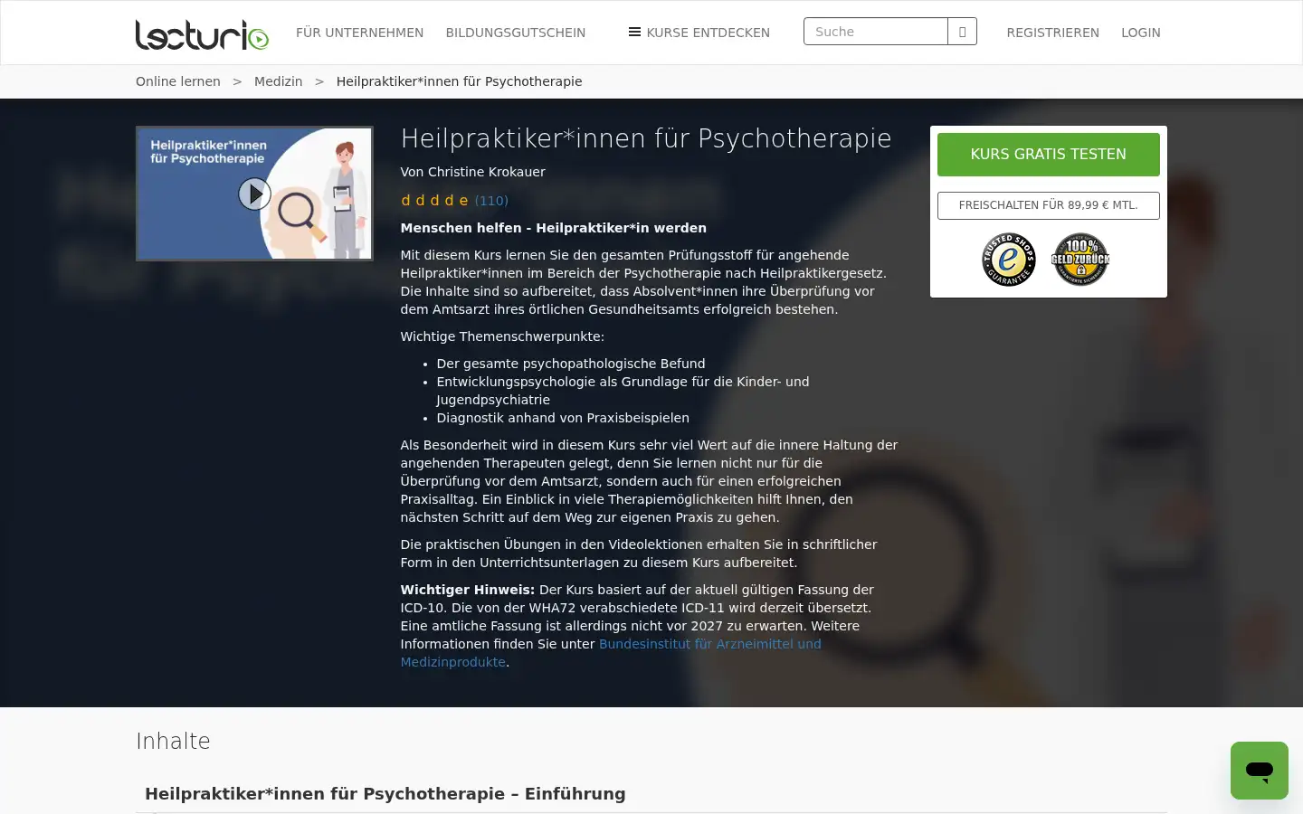 Screenshot of lecturio.de