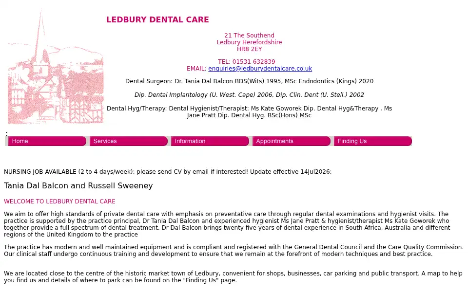 Screenshot of ledburydentalcare.co.uk