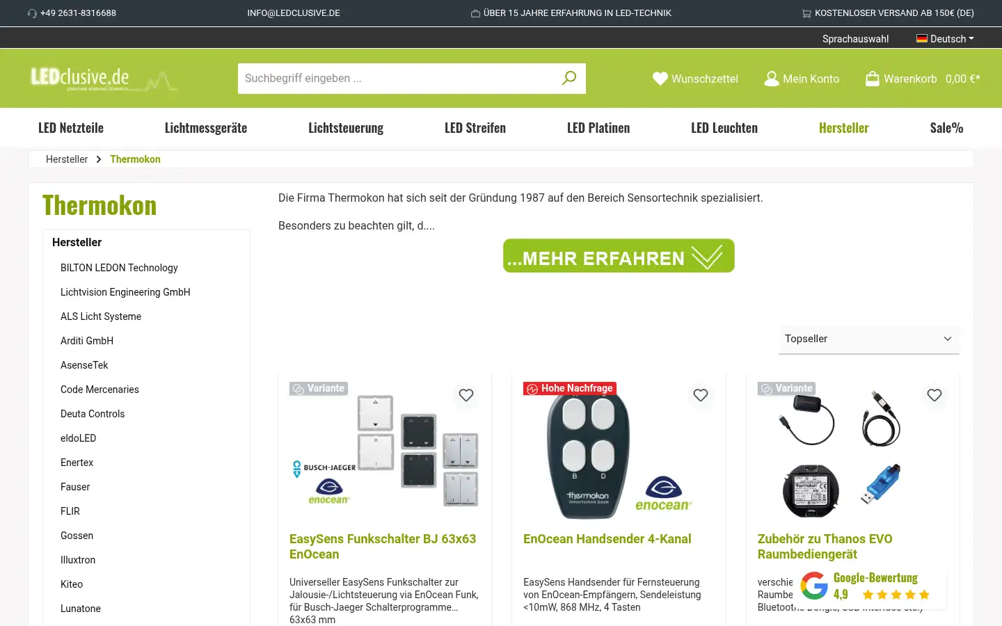Screenshot of ledclusive.de