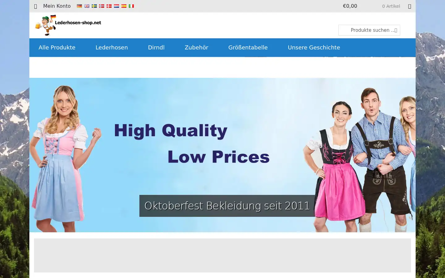 Screenshot of lederhosen-shop.net