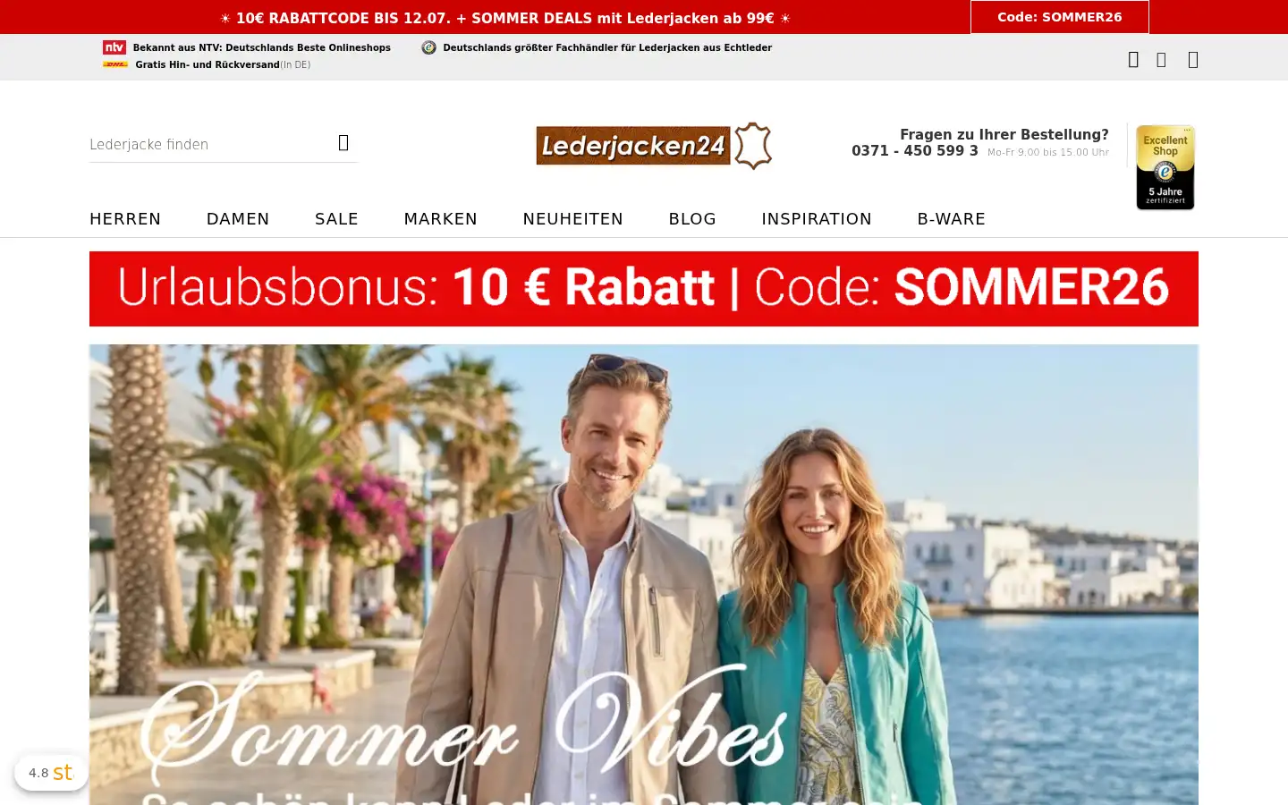 Screenshot of lederjacken24.de