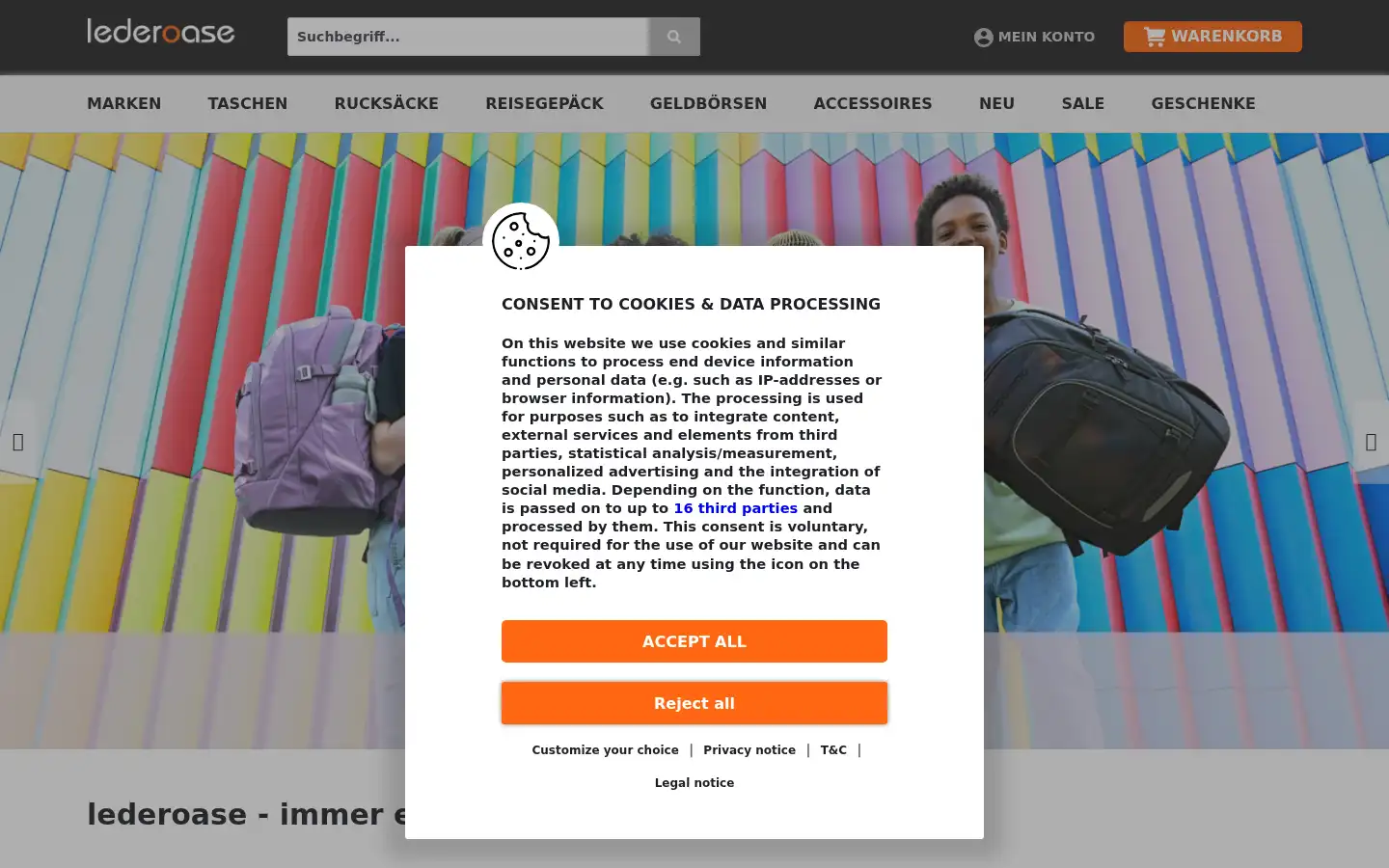Screenshot of lederoase.de