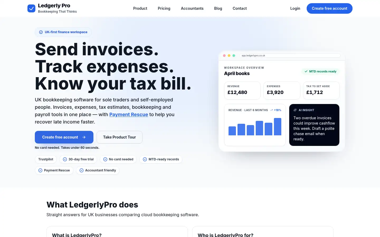 Screenshot of ledgerlypro.co.uk
