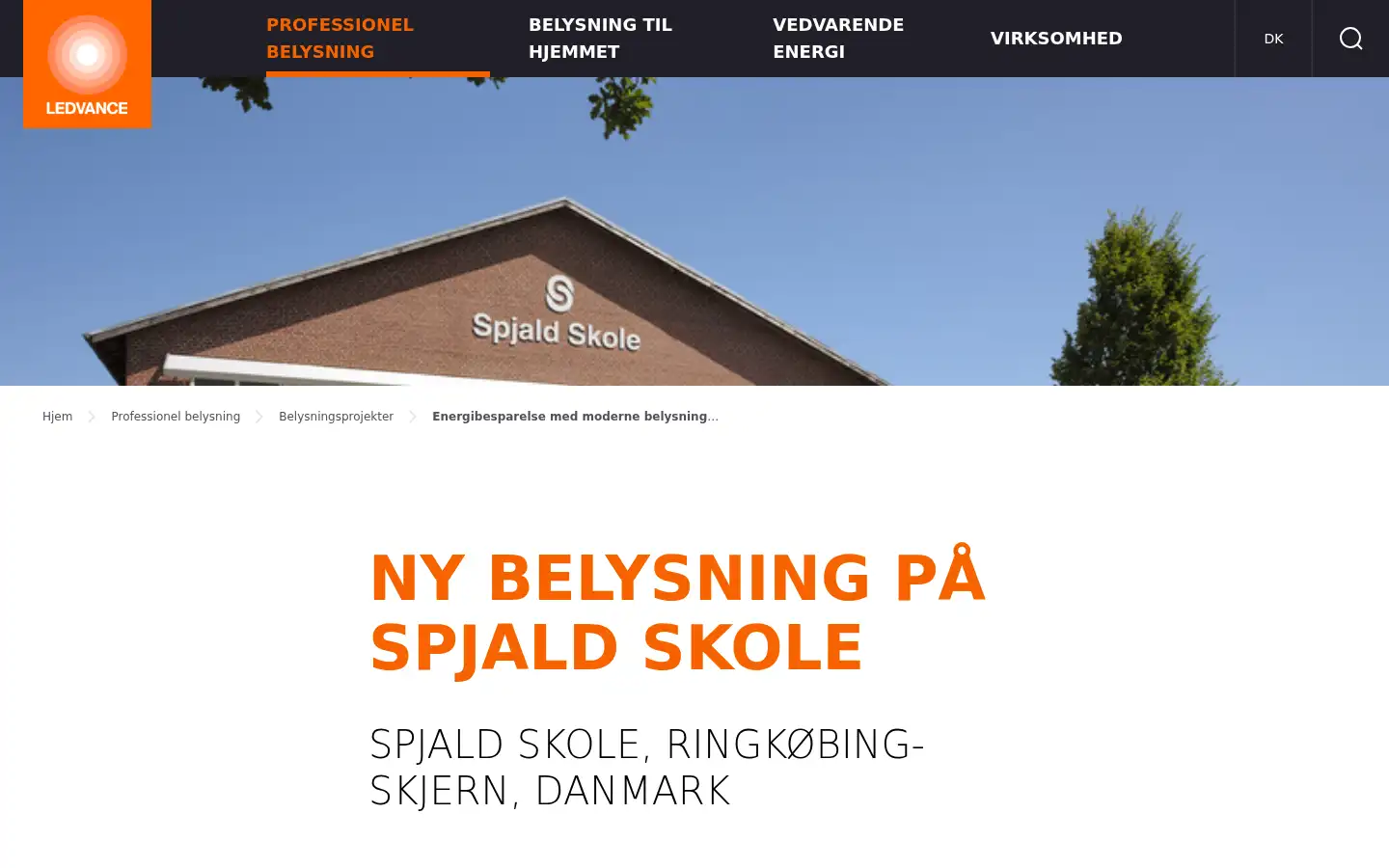 Screenshot of ledvance.dk