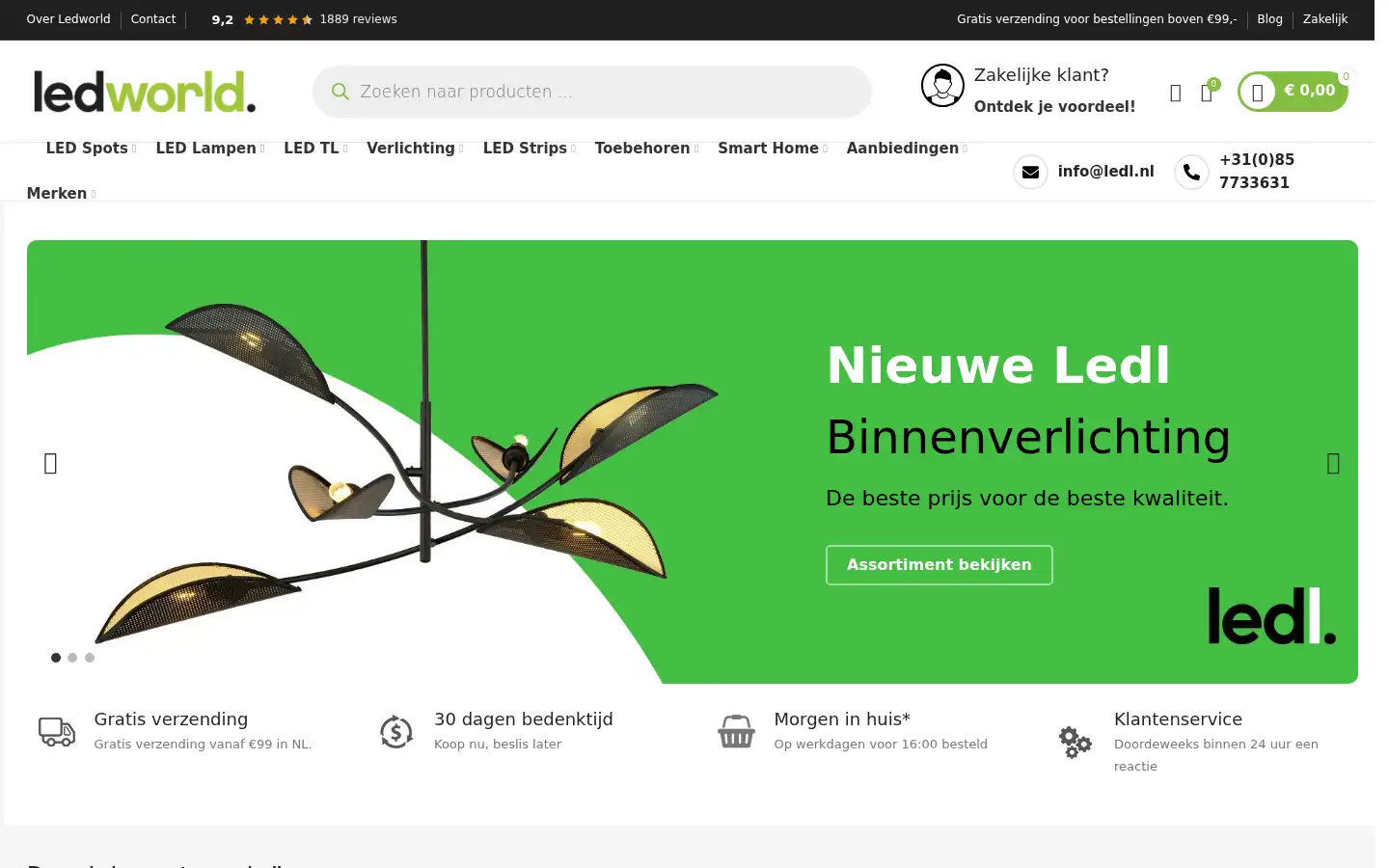 Screenshot of ledworld.nl