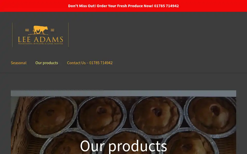 Screenshot of leeadamsbutchers.com