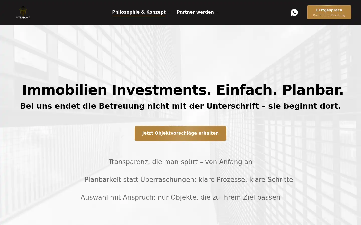 Screenshot of leefinancerealestate.de