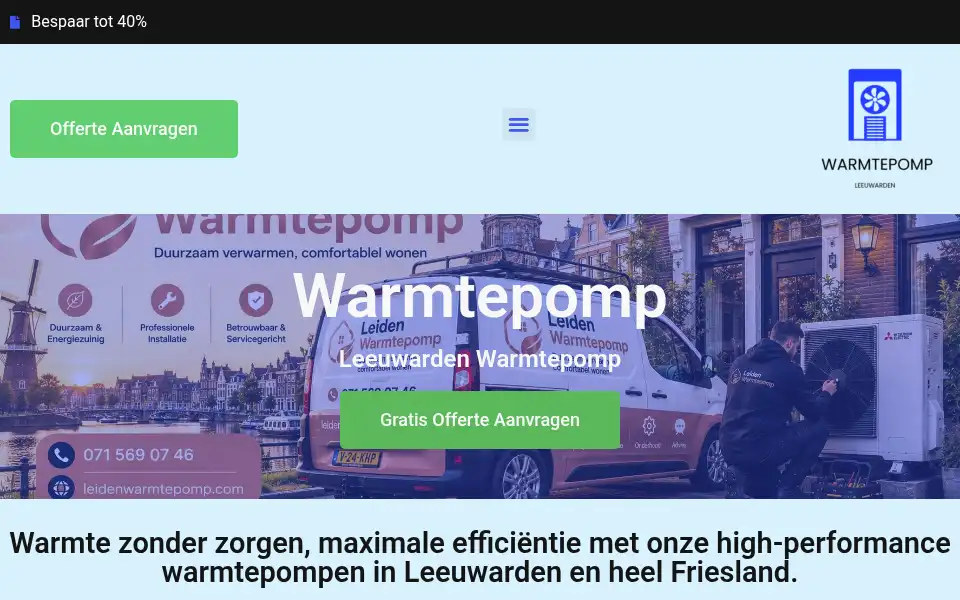 Screenshot of leeuwardenwarmtepomp.com