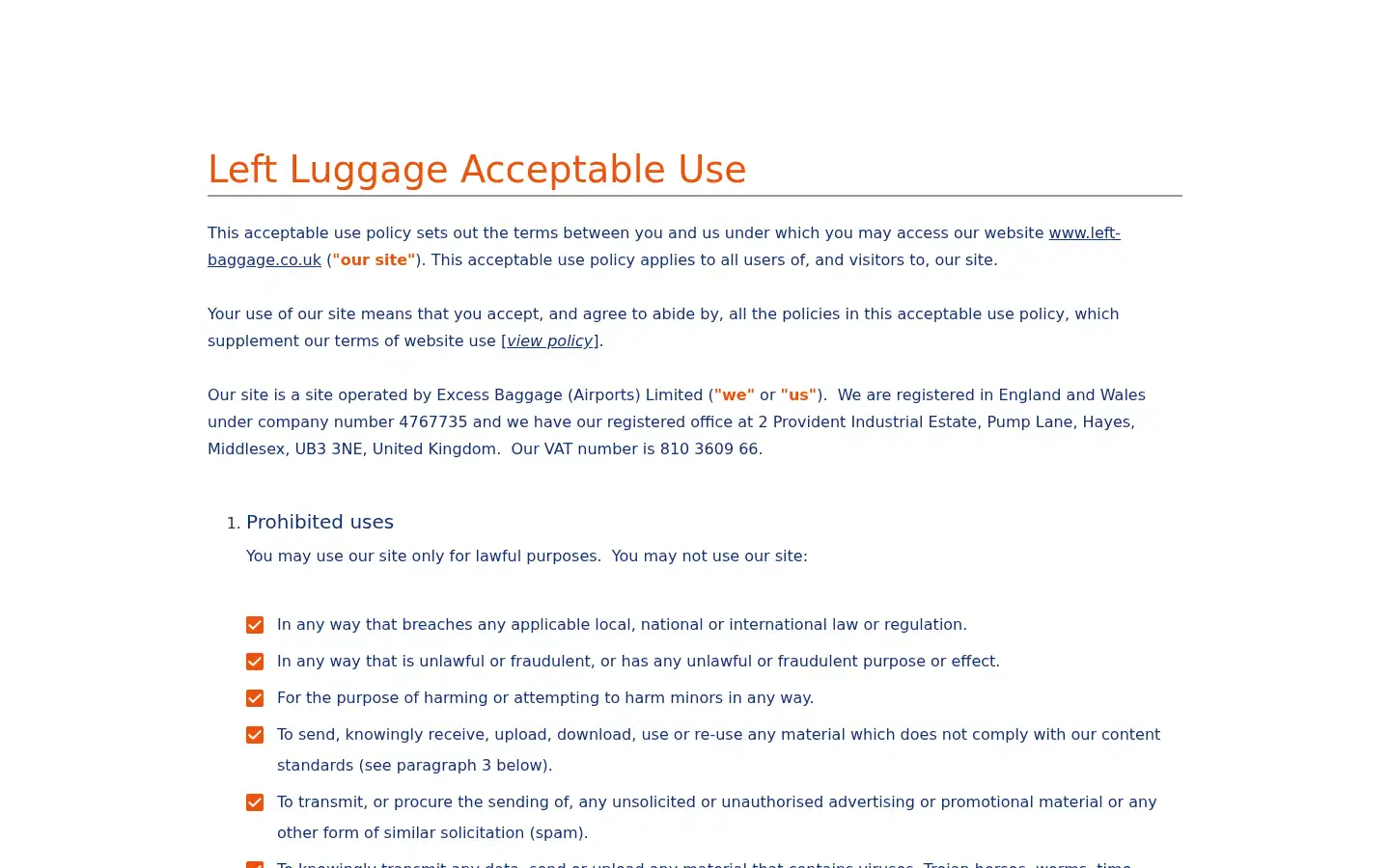 Screenshot of left-baggage.co.uk