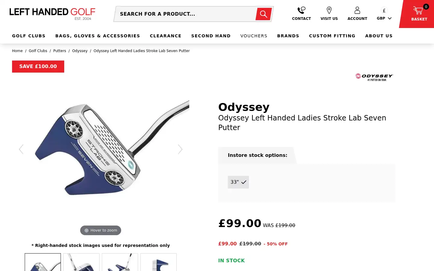 Screenshot of lefthandedgolf.co.uk