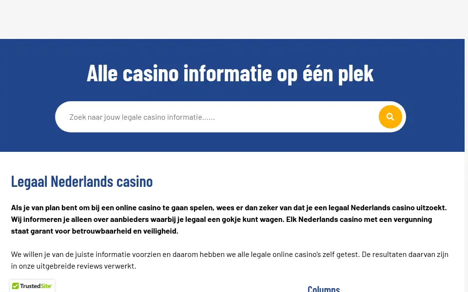 Screenshot of legaalnederlandscasino.nl