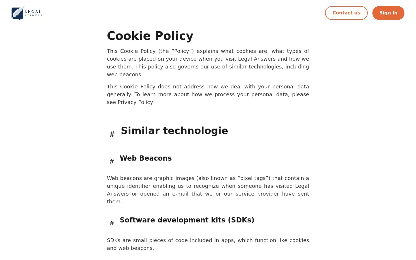 Screenshot of legalanswers.com