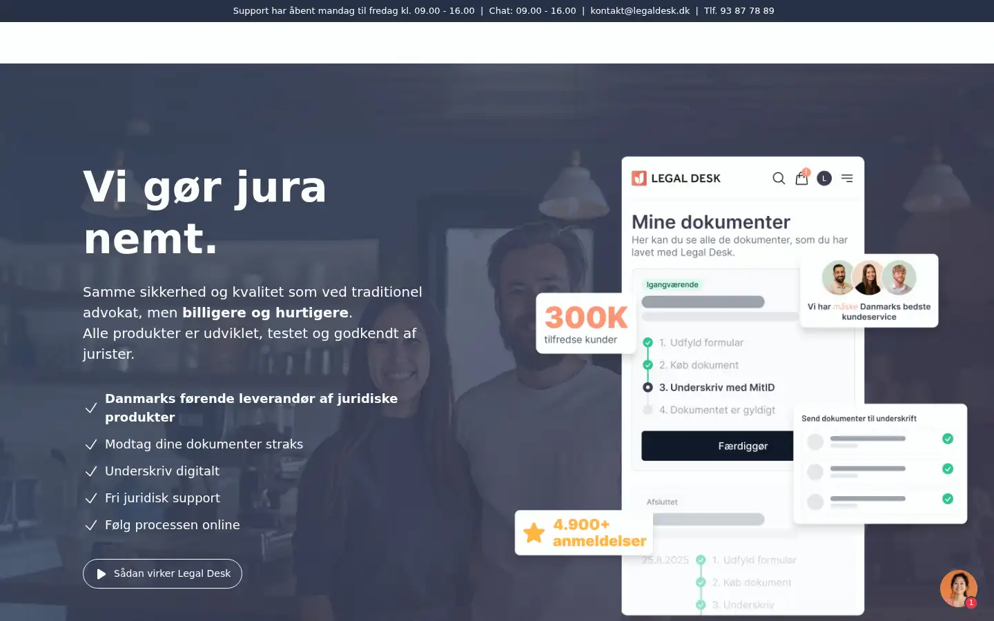Screenshot of legaldesk.dk