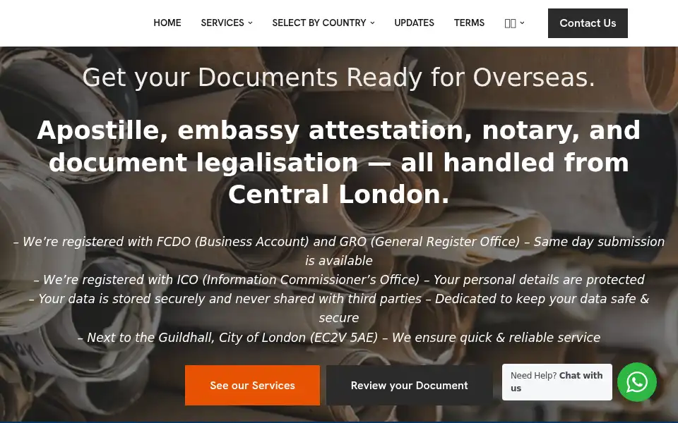 Screenshot of legalisation.services