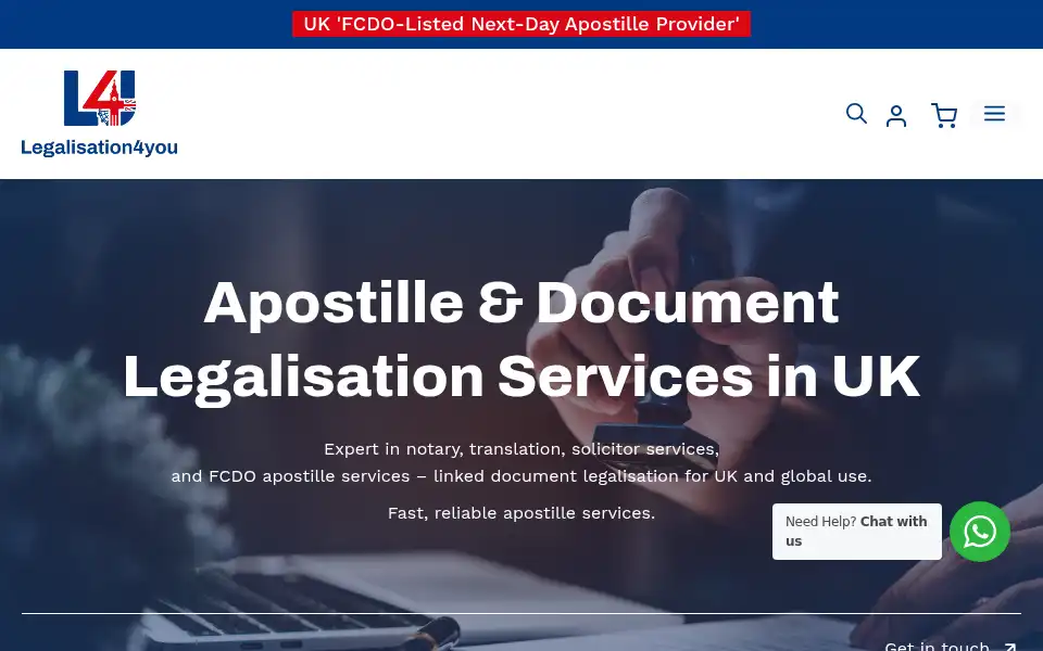 Screenshot of legalisation4you.co.uk