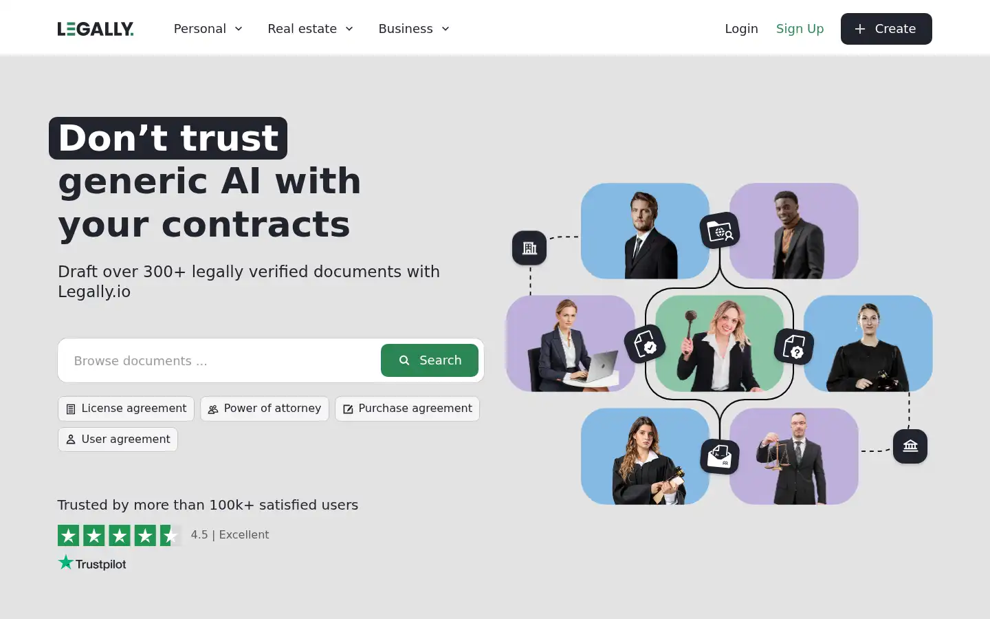 Screenshot of legally.io