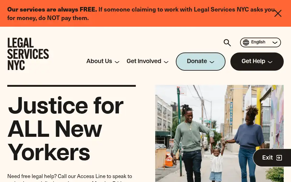 Screenshot of legalservicesnyc.org