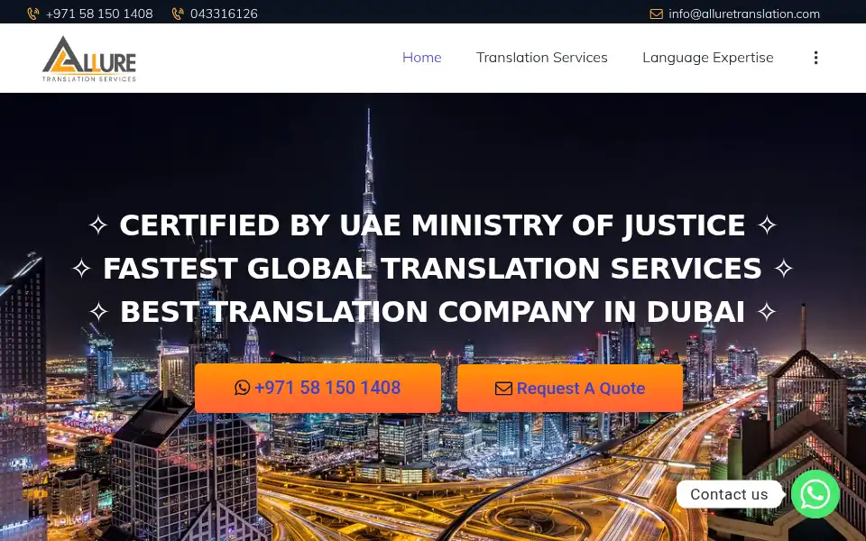 Screenshot of legaltranslationservices.ae