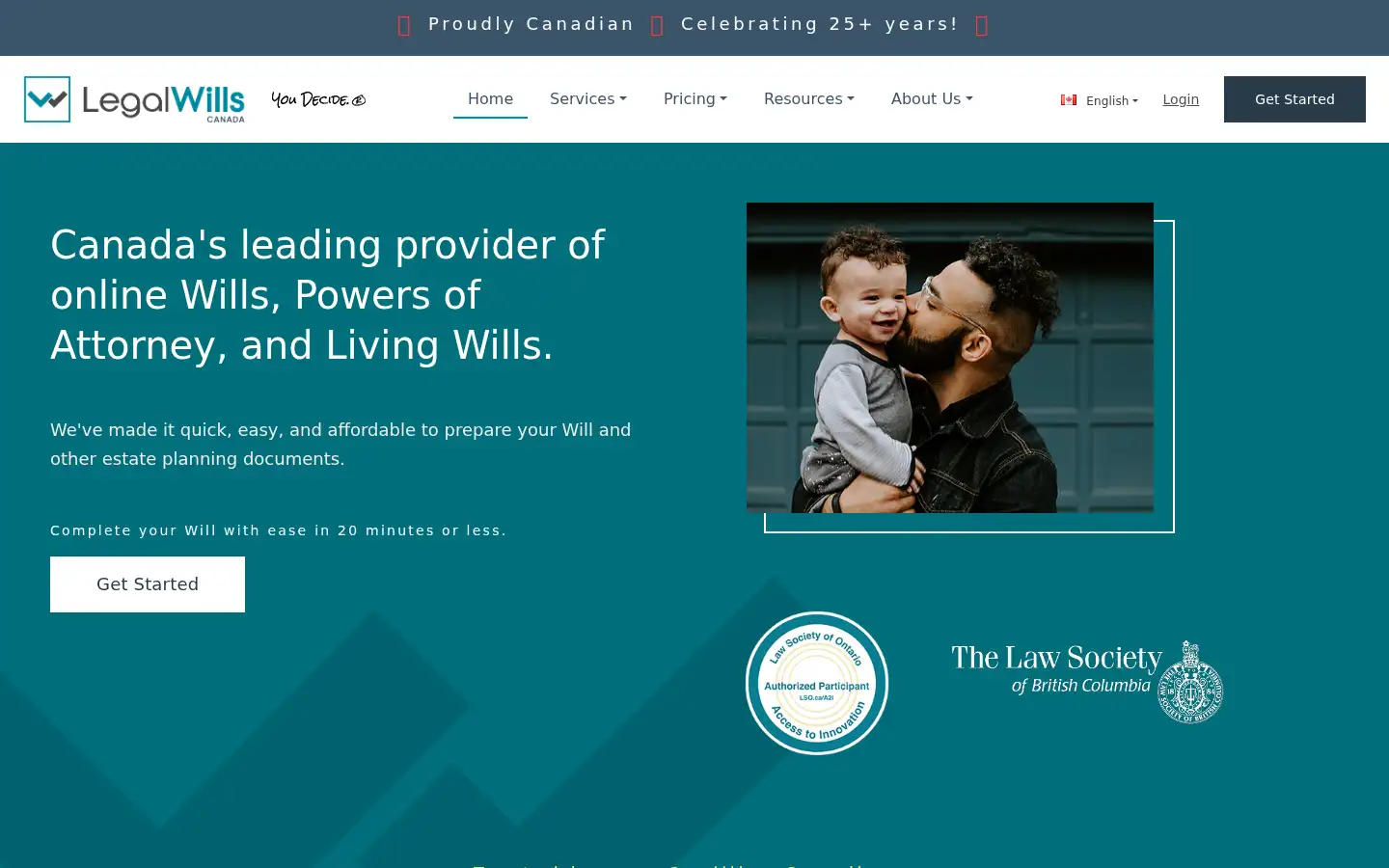 Screenshot of legalwills.ca