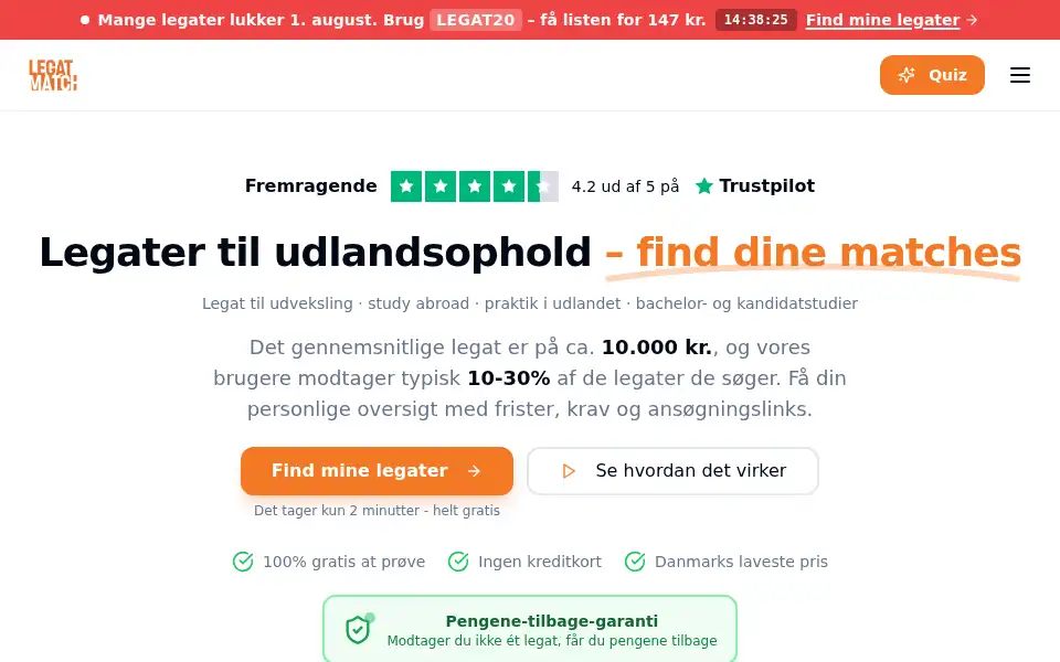 Screenshot of legatmatch.dk