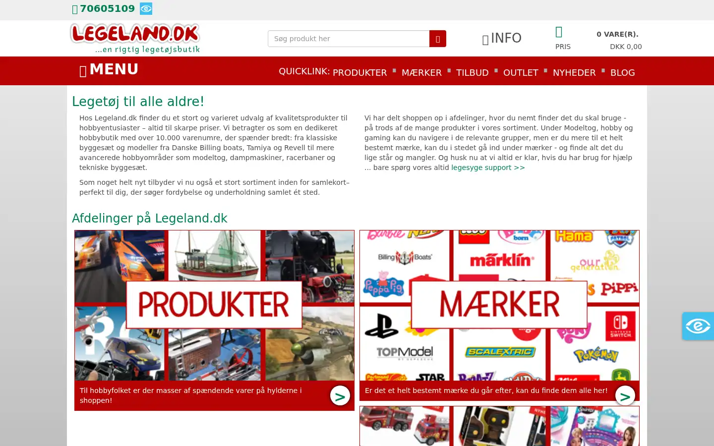 Screenshot of legeland.dk