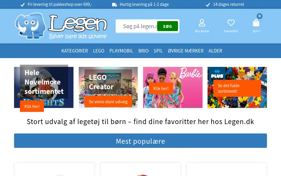 Screenshot of legen.dk