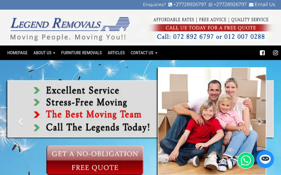 Screenshot of legendremovals.co.za