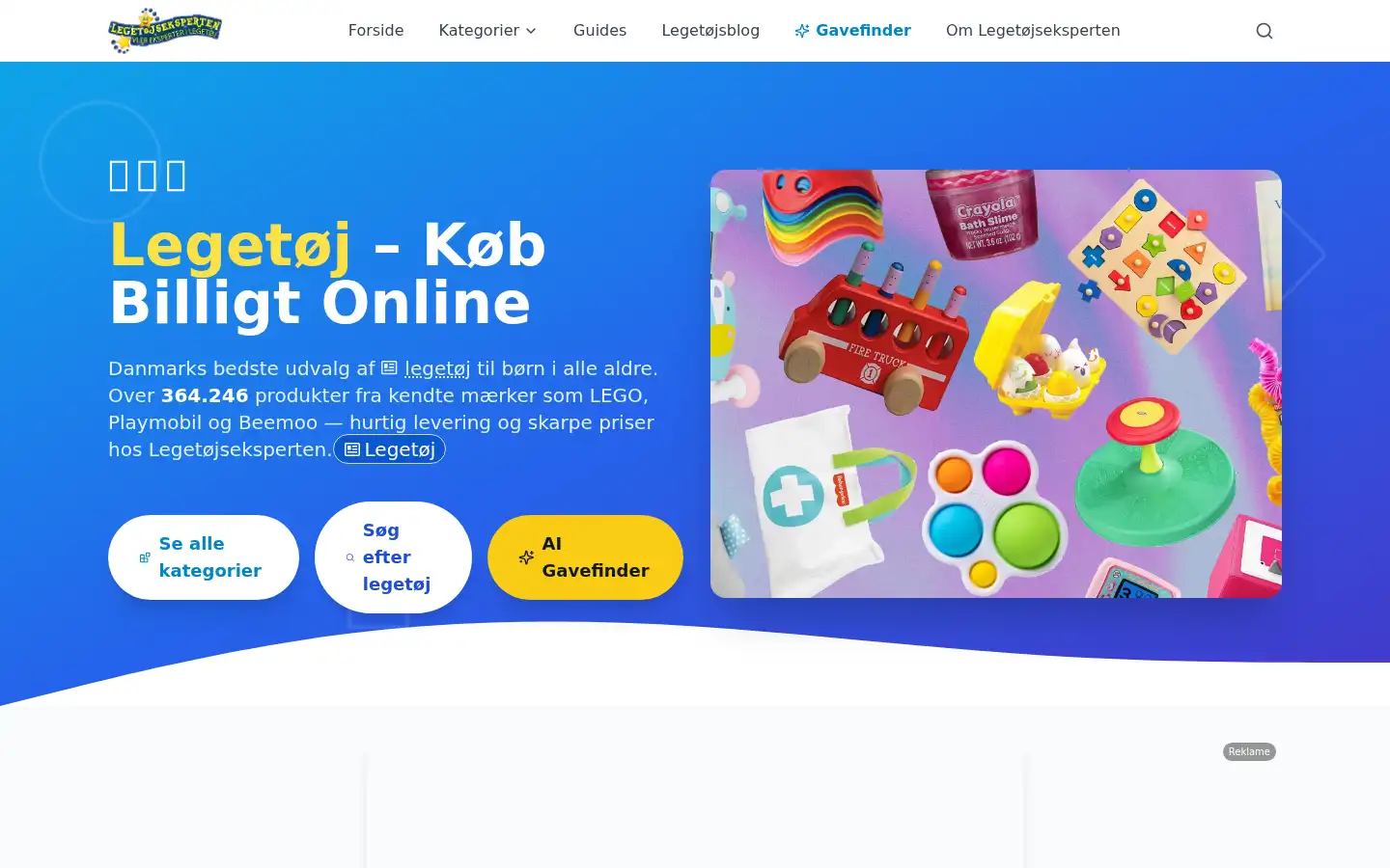 Screenshot of legetoejseksperten.dk