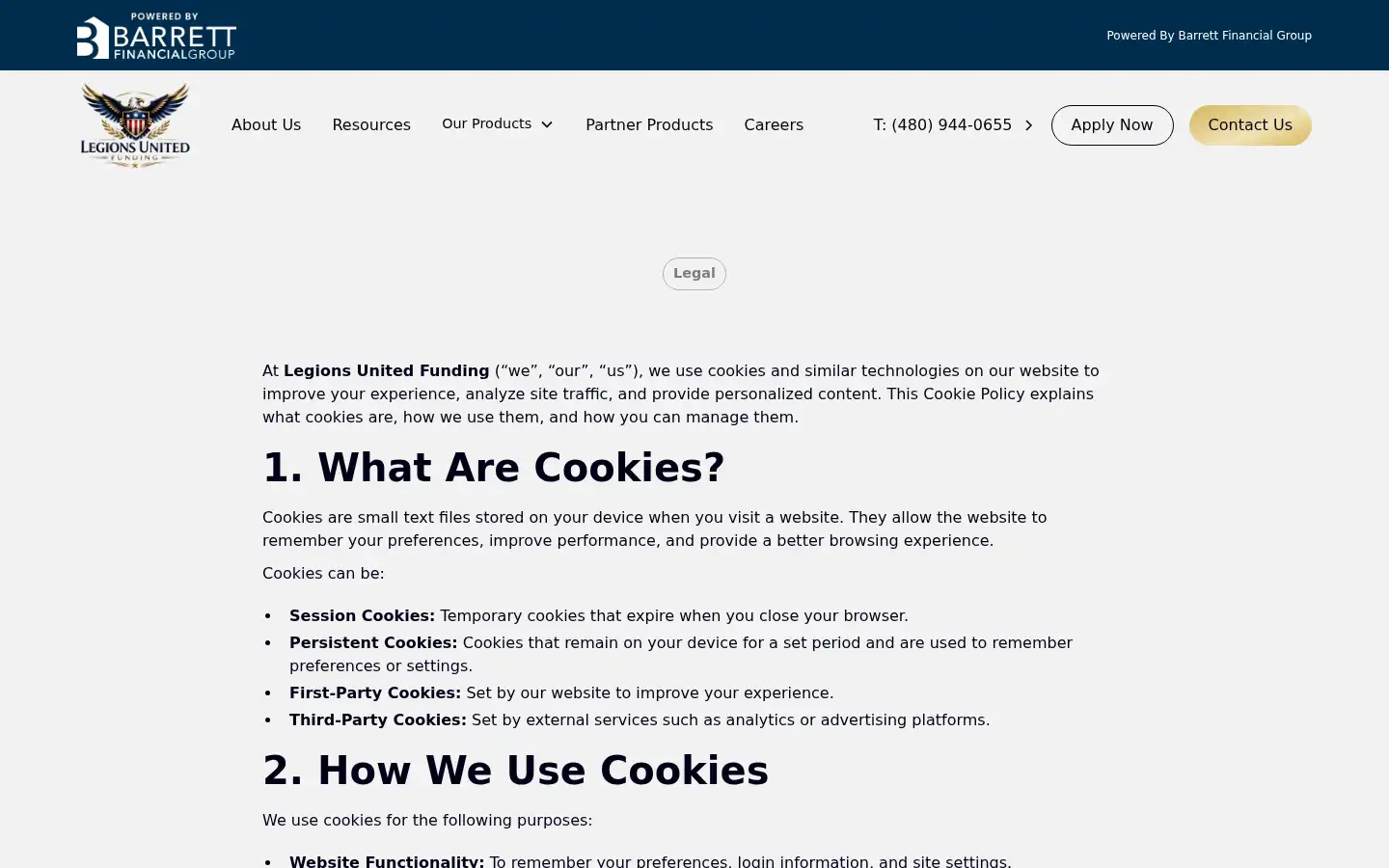 Screenshot of legionsunitedfunding.com