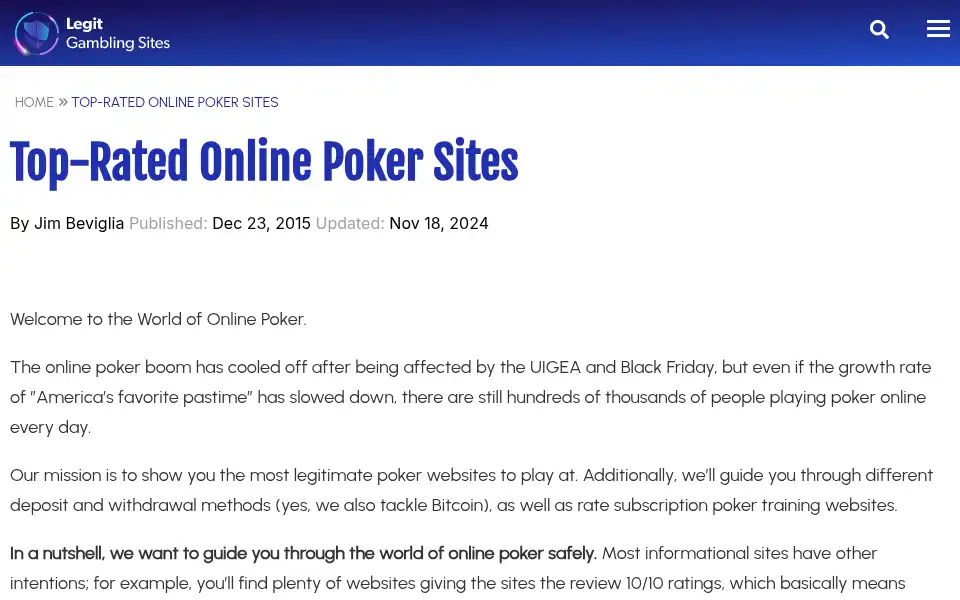 Screenshot of legitgamblingsites.com