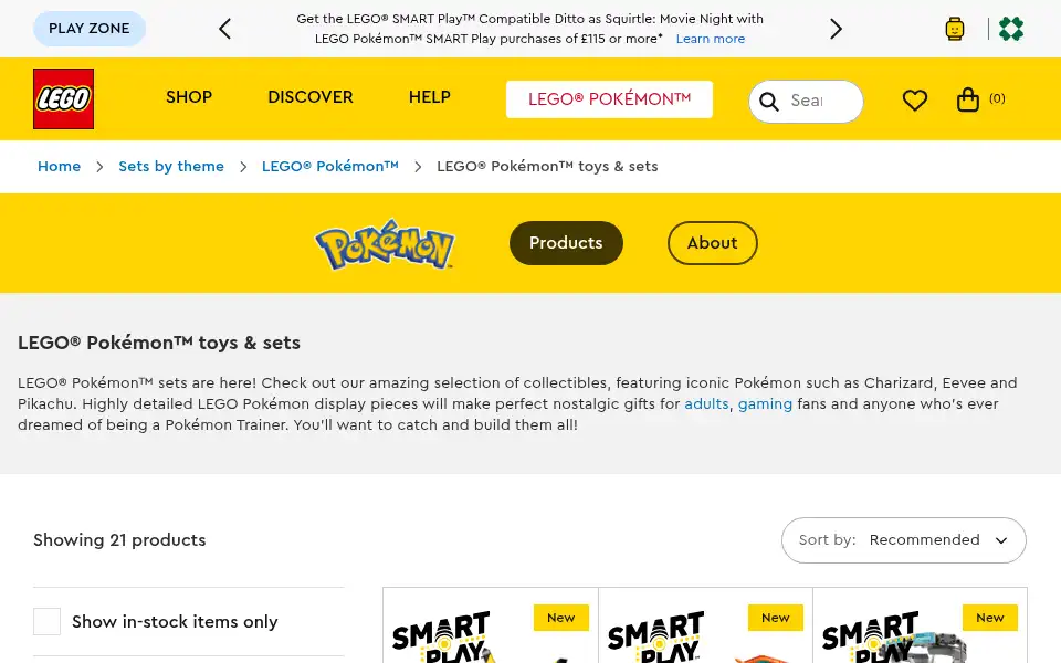 Screenshot of lego.co.uk