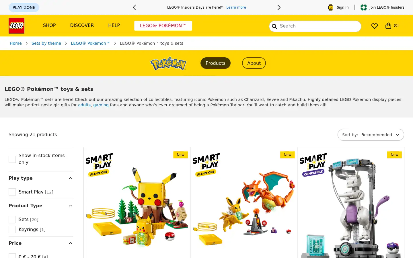 Screenshot of lego.com