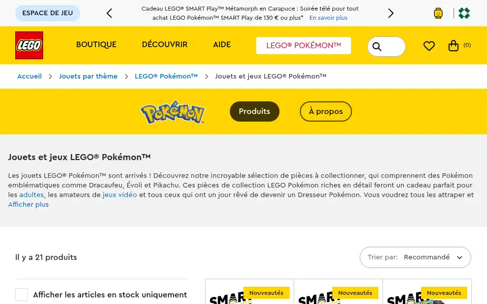 Screenshot of lego.fr