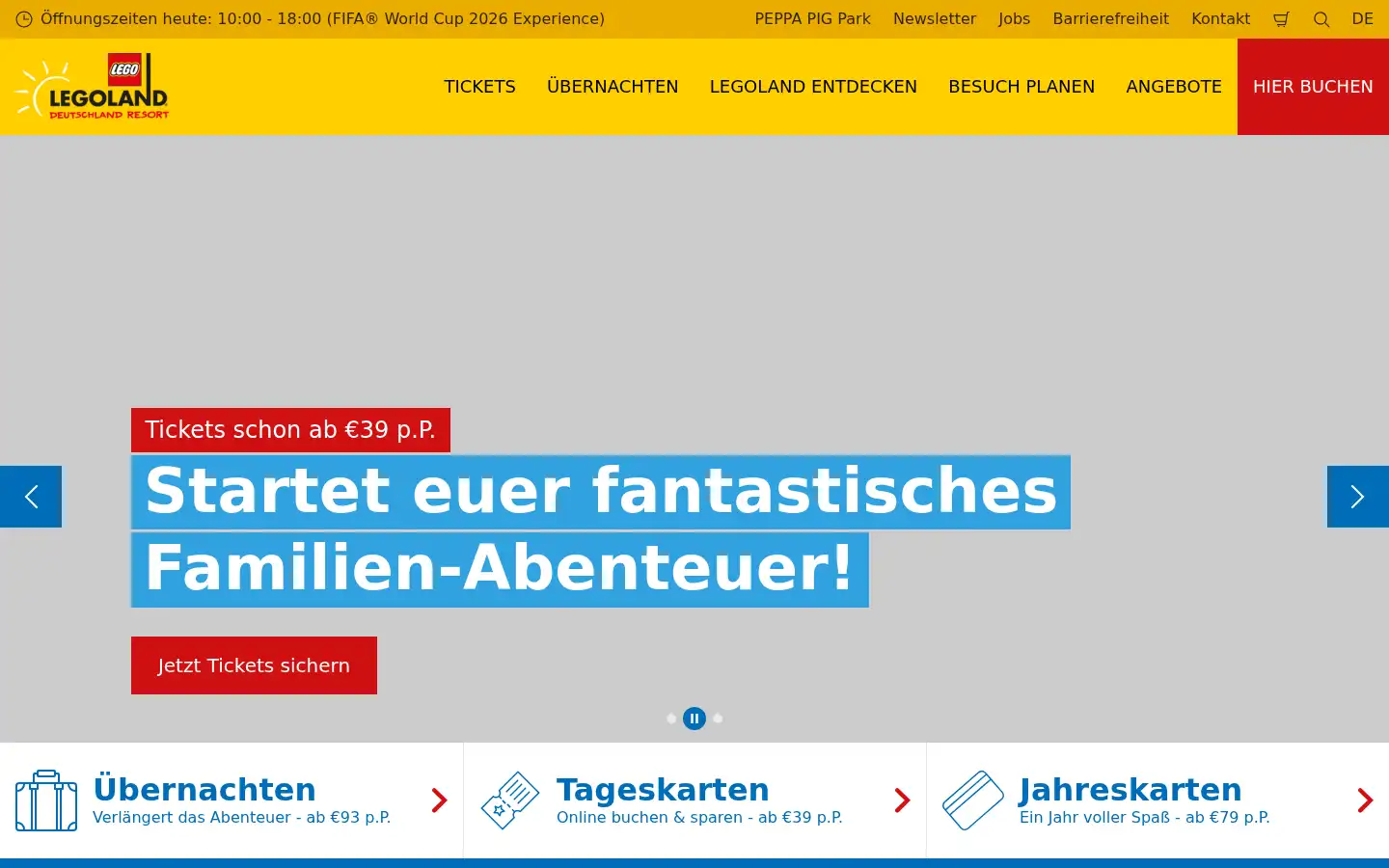 Screenshot of legoland.de