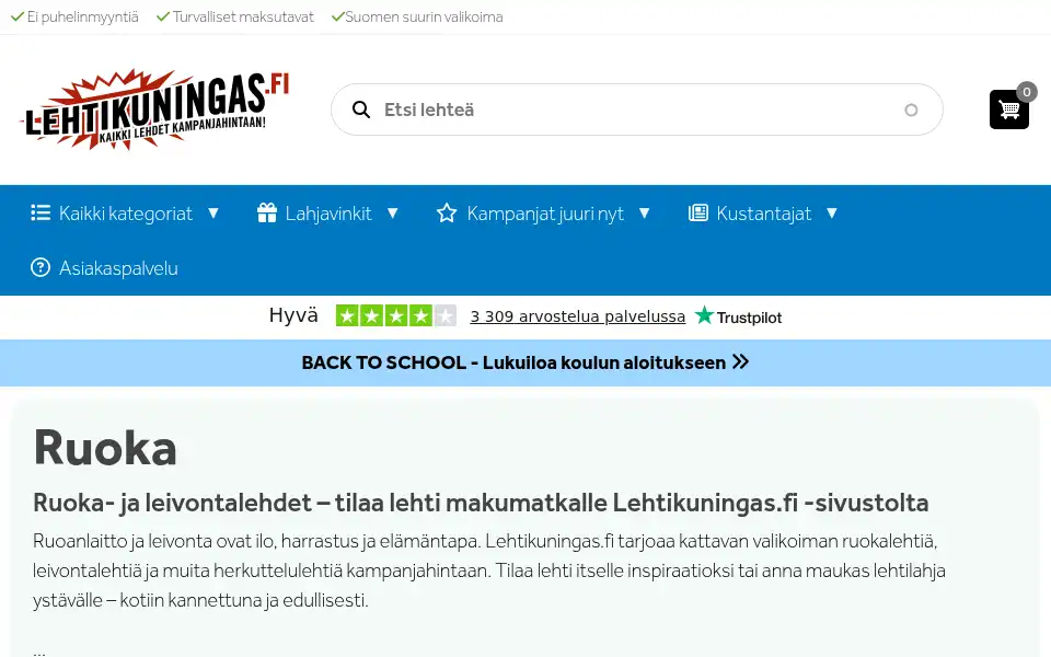 Screenshot of lehtikuningas.fi