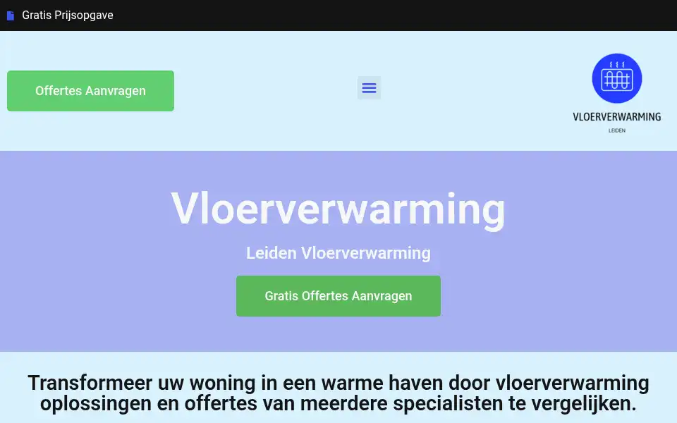 Screenshot of leidenvloerverwarming.com