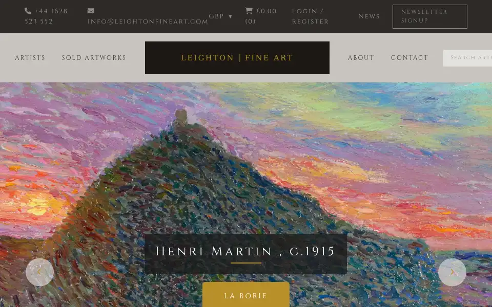 Screenshot of leightonfineart.co.uk