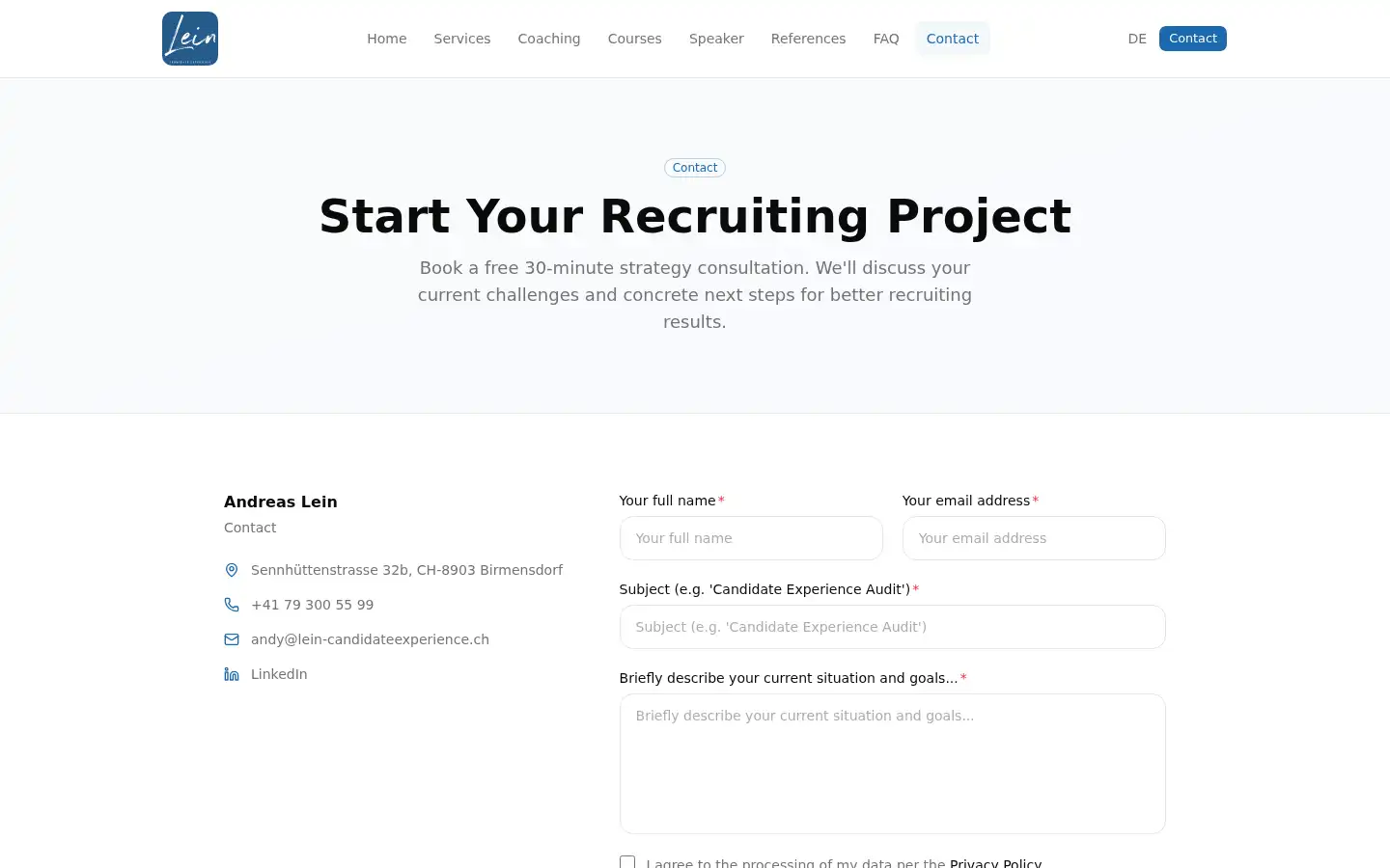 Screenshot of lein-candidateexperience.ch
