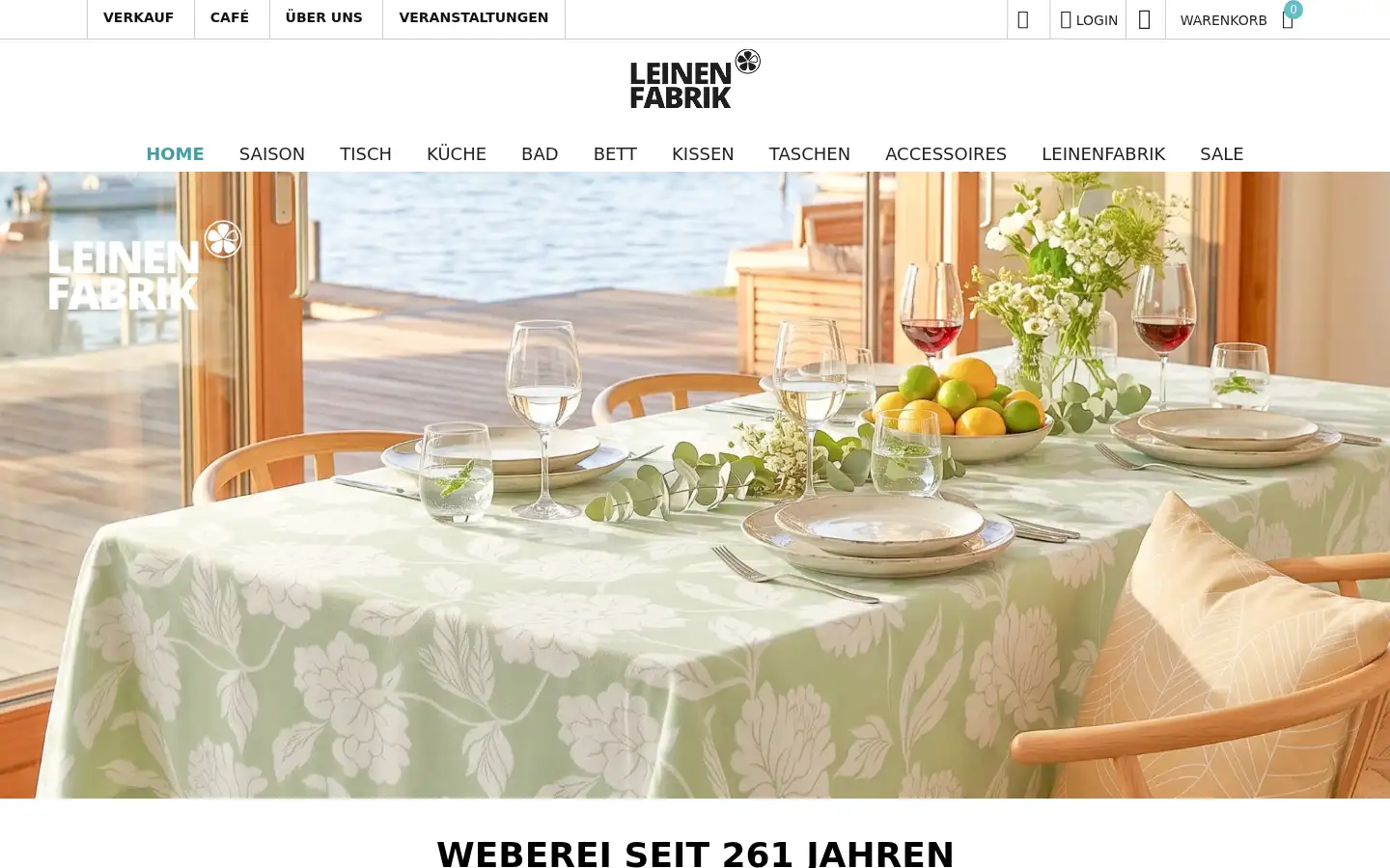 Screenshot of leinenfabrik.de