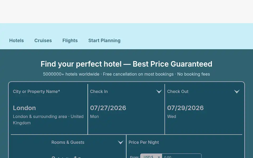 Screenshot of leisure.com