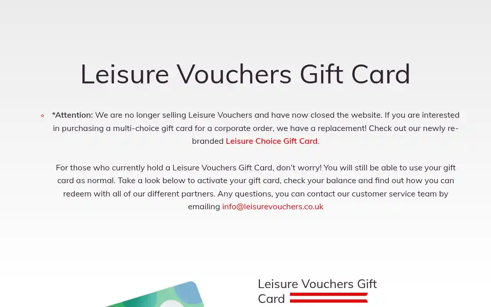 Screenshot of leisurevouchers.co.uk